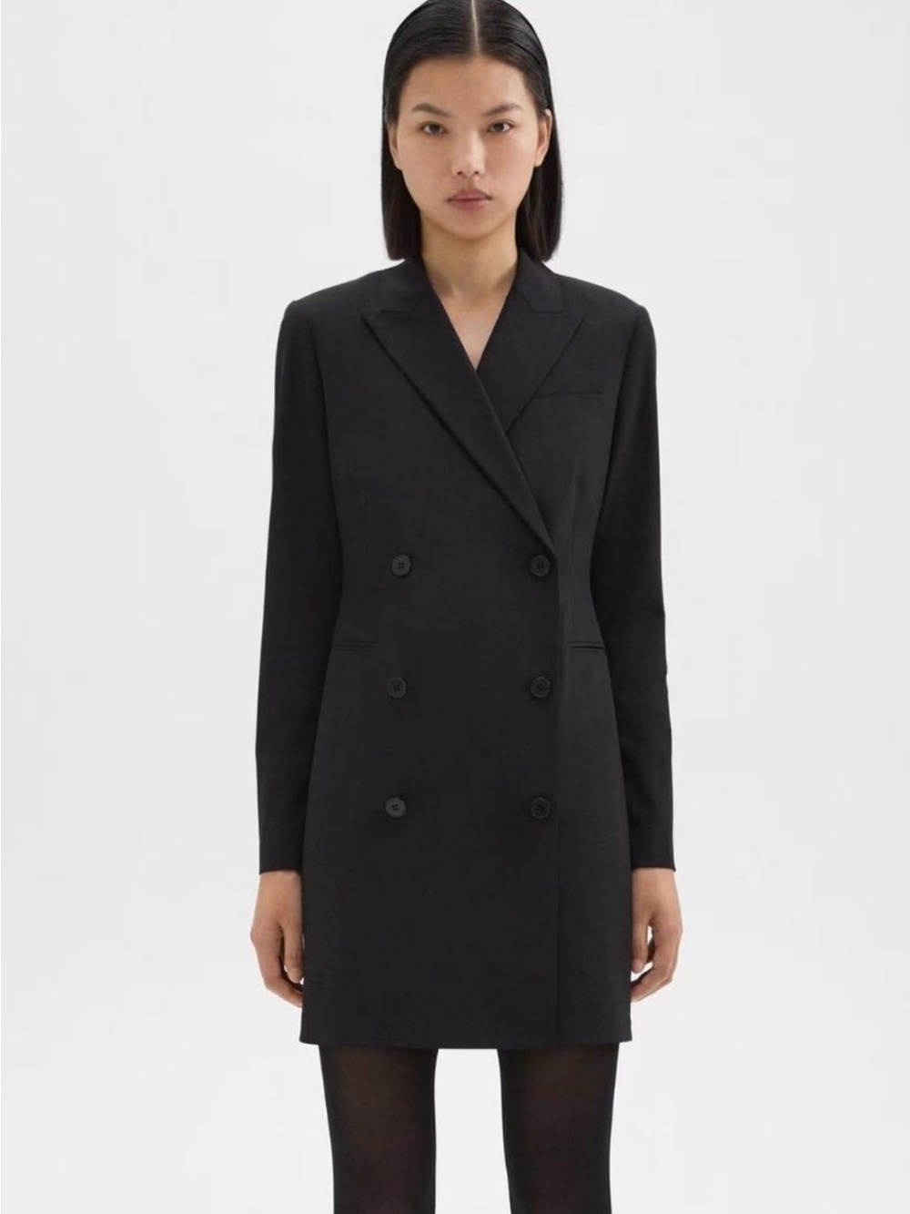 Reformation Black Double-Breasted Six-Button Blazer Dress Size Medium